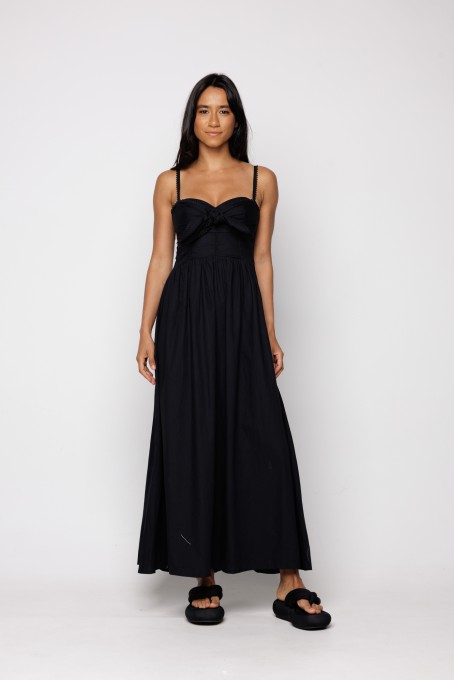 Vestido Alcinhas Amarração Frente Preto