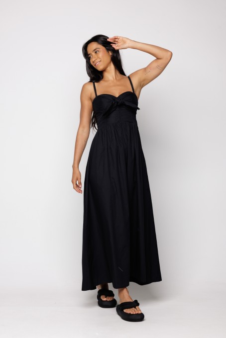 Vestido Alcinhas Amarração Frente Preto