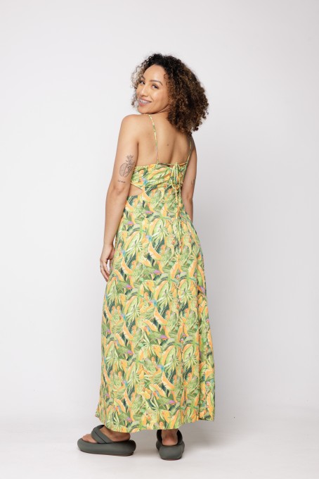 Vestido Recortes Floresta de Passarinho