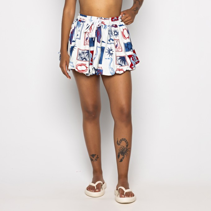 Saia Curta Balonê Tropical Vintage