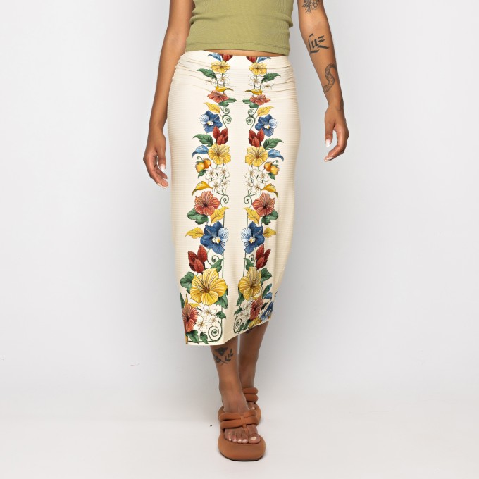 Saia Reta Midi Tropicalzinho