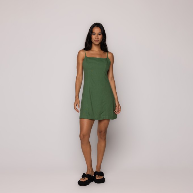 Vestido Curto Franzido Verde