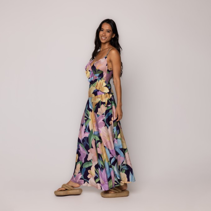 Vestido Alcinhas Babados Floral Nina