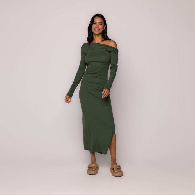 Vestido Cropped Decote Ombro