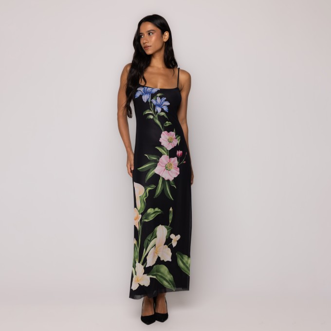 Vestido Tule Ombro Só Céu de Flor