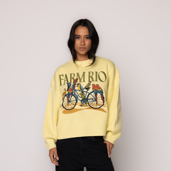 Casaco Tricot Bicicleta Aves