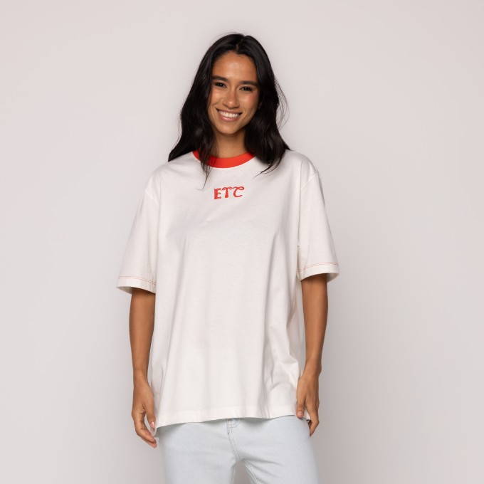 Tshirt Ipanema Silk Bege e Vermelho