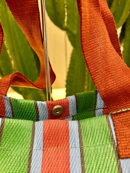 Bolsa Tote Rafia Multicolor Azul