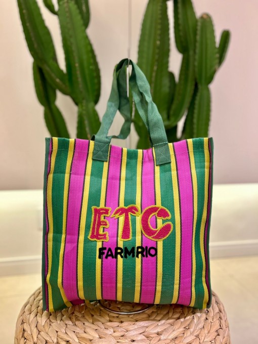 Bolsa Tote Rafia Multicolor Verde