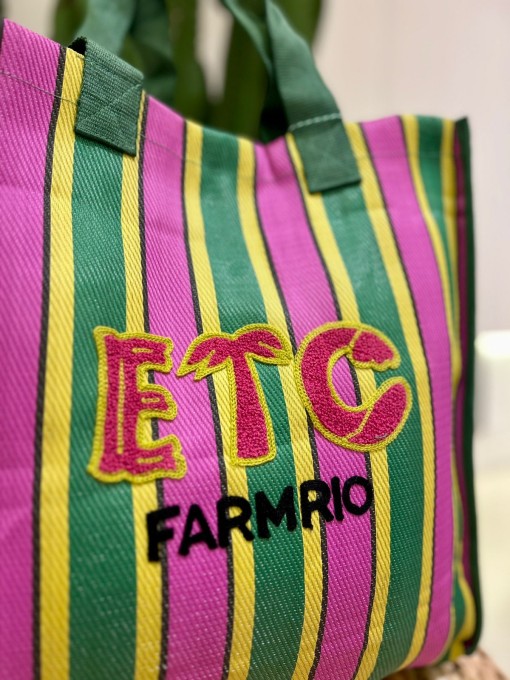 Bolsa Tote Rafia Multicolor Verde