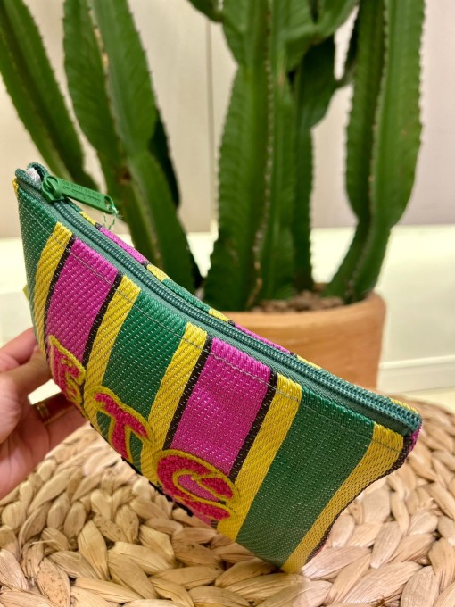 Necessaire Flat Rafia Multicolorido