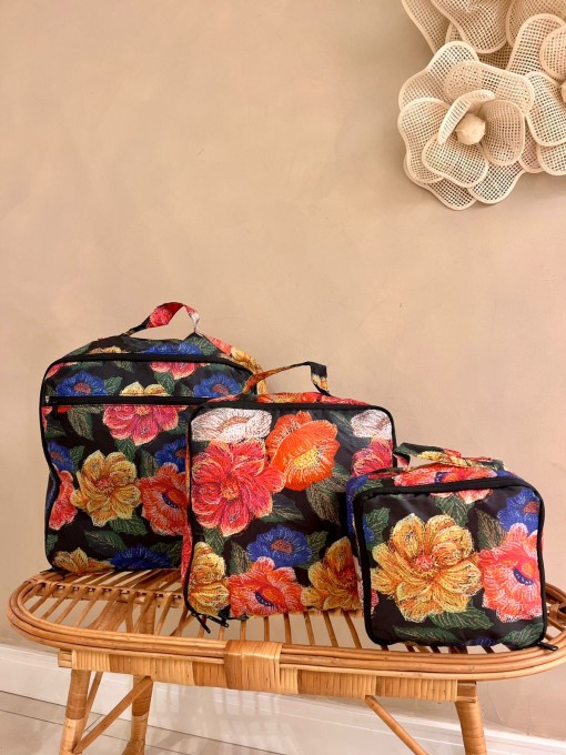 Kit Orgaizador Mala Trio Floral Paraíso