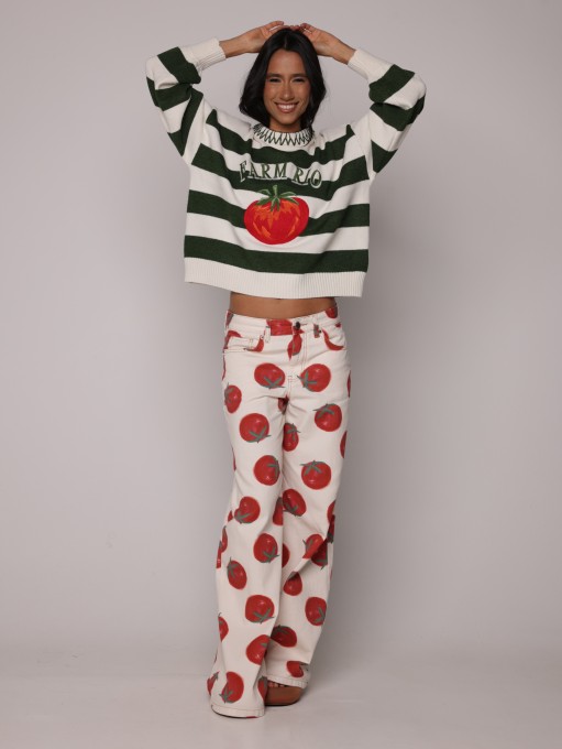 Casaco Tricot Listra Tomate