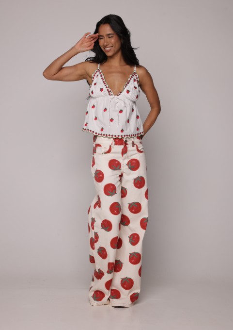 Blusa Artesanal Lenço Tomatinhos