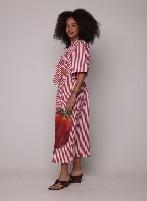 Camisa Cropped Listrada Maxi Tomates