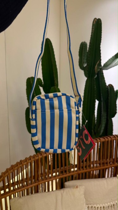 Bolsa Farm Da Gema Listras Azul Lenço Solar