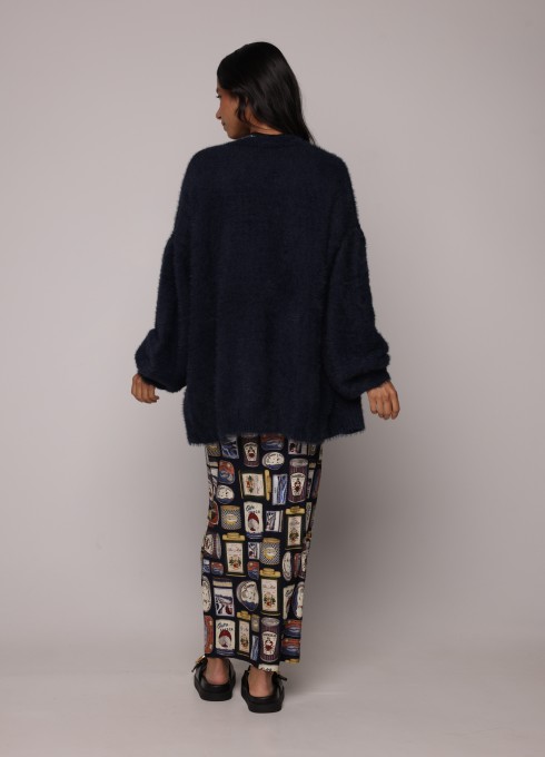 Cardigan Tricot Pelinho Azul Noite