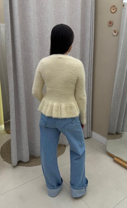 Blusa de Manga Tricot Pelinhos Bege Whitecap