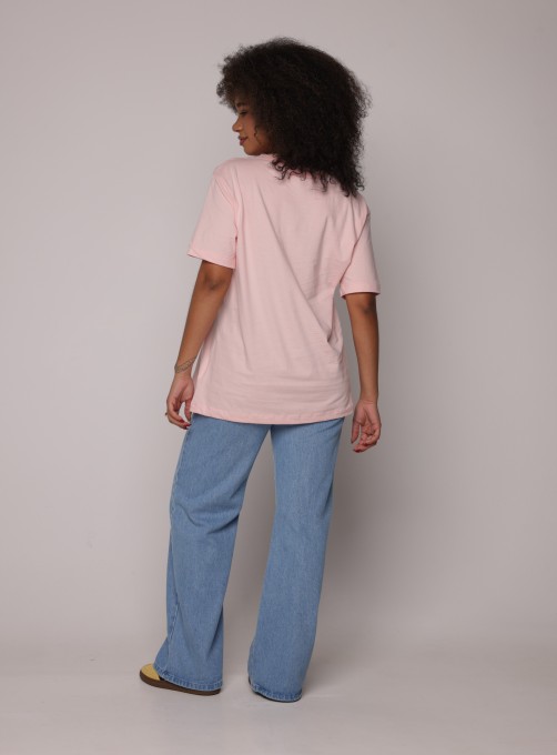 Tshirt Media Rio de Renda Rosa Chintz