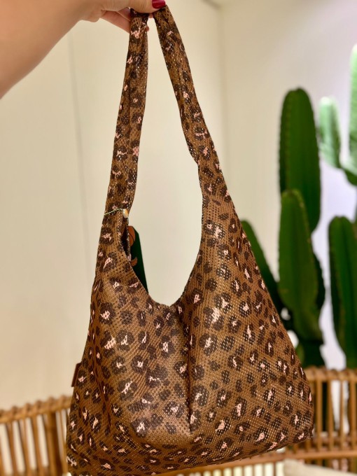 Bolsa Mesh Onça Bandana Caramelo