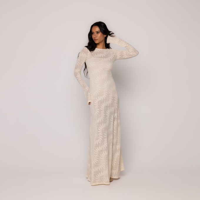 Vestido Longo Tricot Cru